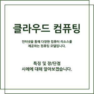 클라우드 컴퓨팅 : 인터넷을 통해 다양한 컴퓨터 리소스를 제공하는 컴퓨팅 모델입니다.