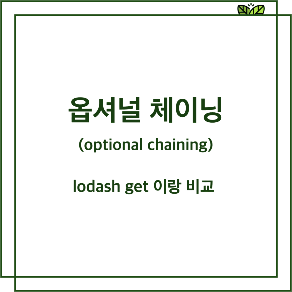 옵셔널 체이닝 (lodash get과 비교)